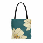 Green Floral Beach Shopper Tote Bag Medium - Image 2