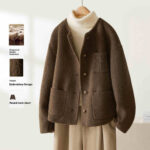 Women's Embroidered Wool Reversible Woolen Coat Slim-fit Coat - Image 5