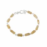 Citrine Rectangular Silver Link Bracelet