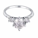 White Moissanite 3-Stone Ring Sterling Silver - Image 3