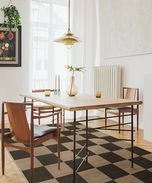 Checkerboard Soft Black Re-Jute Rug