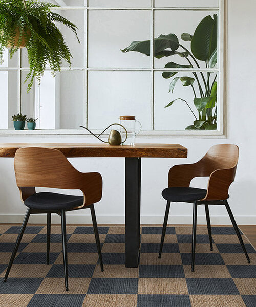 Checkerboard Soft Navy Re-Jute Rug