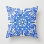 Cobalt Blue & China White Folk Art Pattern Cushion/Pillow - Image 2