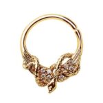 Gold Plated Jeweled Wings and Snake Seamless Ring / Septum Ring - Image 3