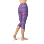 Womens Purple Pink Mermaid Capri Leggings - Image 3