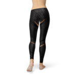 Womens Sports Stripes Black Leggings - Image 4