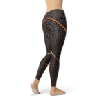 Womens Striped Lines Sports Brown Leggings - Image 4