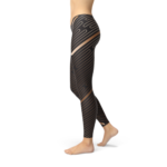 Womens Striped Lines Sports Brown Leggings - Image 5