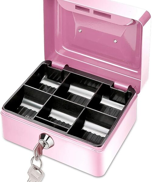 Small Metal Money Bank with Lock Coin Cash Safe Box Piggy Bank