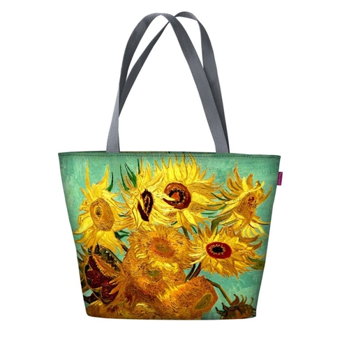 Sunflowers Shoulder Bag In Canvas Holiday Line Bertoni