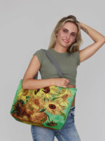 Sunflowers Shoulder Bag In Canvas Holiday Line Bertoni - Image 3