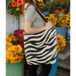 Double Sided Zebra Print Beach Shopper Tote Bag Medium - Image 4