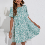Womens A Line Floral Dress with Ruffle Sleeves - Image 6