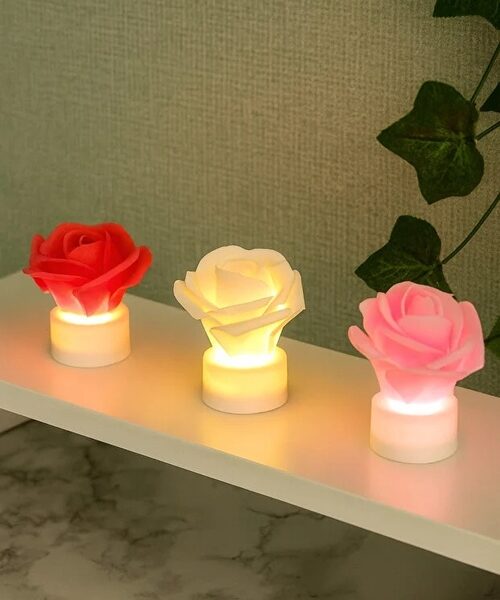 3 Piece Mini LED Rose Pattern Night Light Set Romantic Table Lamp