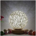 Wood Table Lamp Wood Decorative Bedside Moon Lamp USB Charger - Image 5