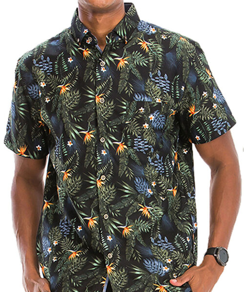 Hawaiian Print Button Down Shirt