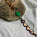 Handmade Natural Stone Bracelet – Green Turquoise & Brown beads - Image 5