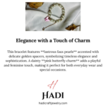 Bracelet for Girls, Faux Pearl Beaded Bracelet with Purple Butterfly - Image 2