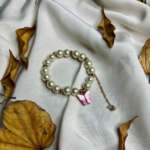 Bracelet for Girls, Faux Pearl Beaded Bracelet with Purple Butterfly - Image 5