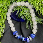 Bracelet White Stone Bead & Blue Stone Chip stone Bracelet