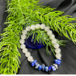 Bracelet White Stone Bead & Blue Stone Chip stone Bracelet - Image 3