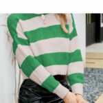 Womens Cropped Striped Sweater - Image 2