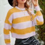 Womens Cropped Striped Sweater - Image 3