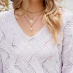 Womens V-Neck Open Knit Sweater - Image 6