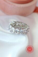 925 Silver Oval Cubic Zirconia Band Ring