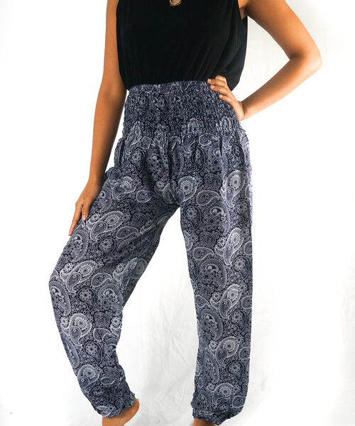 Black Paisley Pants Women Boho Pants Hippie Pants Yoga