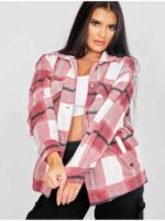 Wine Check Shacket Womens - Image 3