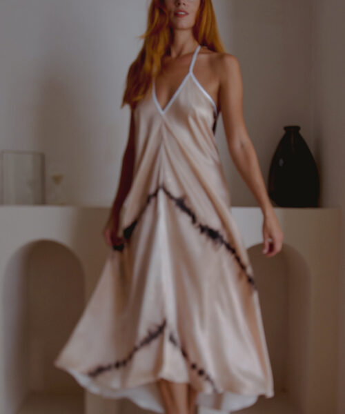 Altair Silk Halter Dress in Shibori