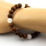 Moonstone + Wood Bracelet 8 mm Beads. - Image 2