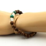 Malachite from Congo + Quartz + wood Bracelet 8 mm Beads. - Image 2