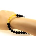 Yellow Opal from Australia + Matte Black Onyx Bracelet 8 mm Beads. - Image 2
