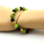 Watermelon Tourmaline + Black Agate + Peridot Bracelet 8 mm Beads. - Image 2