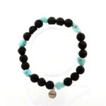 Larimar from Dominican Republic + Lava Bracelet 8 mm Beads.