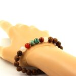 Chrysocolla from Namibia + Banded Agate + Moonstone + wood Bracelet - Image 2