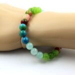 Watermelon Tourmaline + Chrysocolla + Angelite + Peridot Bracelet . - Image 2