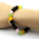 Pink Quartz + Yellow Agate + Peridot + Matte Black Onyx Bracelet - Image 2