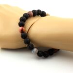 Petrified wood + Lava Bracelet 8 mm Beads. - Image 2