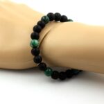 Matte Black Onyx + green Mica from Tanzania Bracelet 8 mm Beads. - Image 2