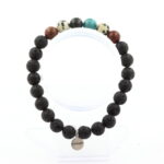 Emerald + Mahogany Obsidian + Dalmatian Jasper + Lava Bracelet 8 mm