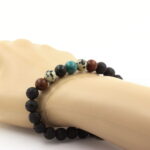 Emerald + Mahogany Obsidian + Dalmatian Jasper + Lava Bracelet 8 mm - Image 2