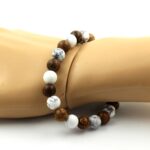 Howlite + Wood Bracelet 8 mm Beads. - Image 2