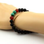 Malachite + Red Agate + Matte Black Onyx Bracelet 8 mm Beads. - Image 2