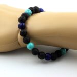 Lapis Lazuli + Hematite + wood Bracelet 8 mm Beads. - Image 2