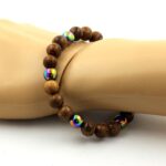 Multicolor hematite + wood Bracelet 8 mm Beads. - Image 2