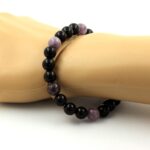Black Agate + Purple Mica from Tanzania Bracelet 8 mm Beads. - Image 2
