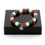 Red Agate + Moonstone + Malachite Bracelet 8 mm Beads.